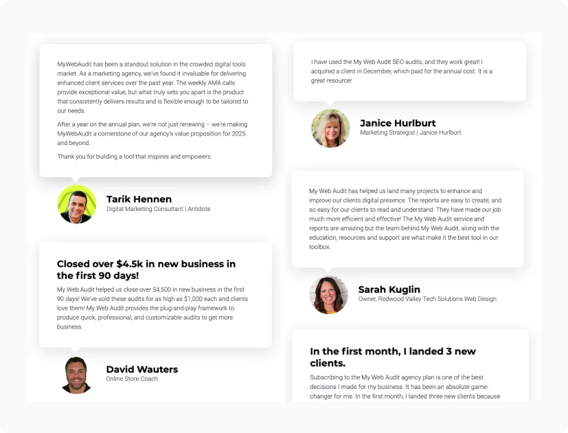 With My Web Audit, your success is our success