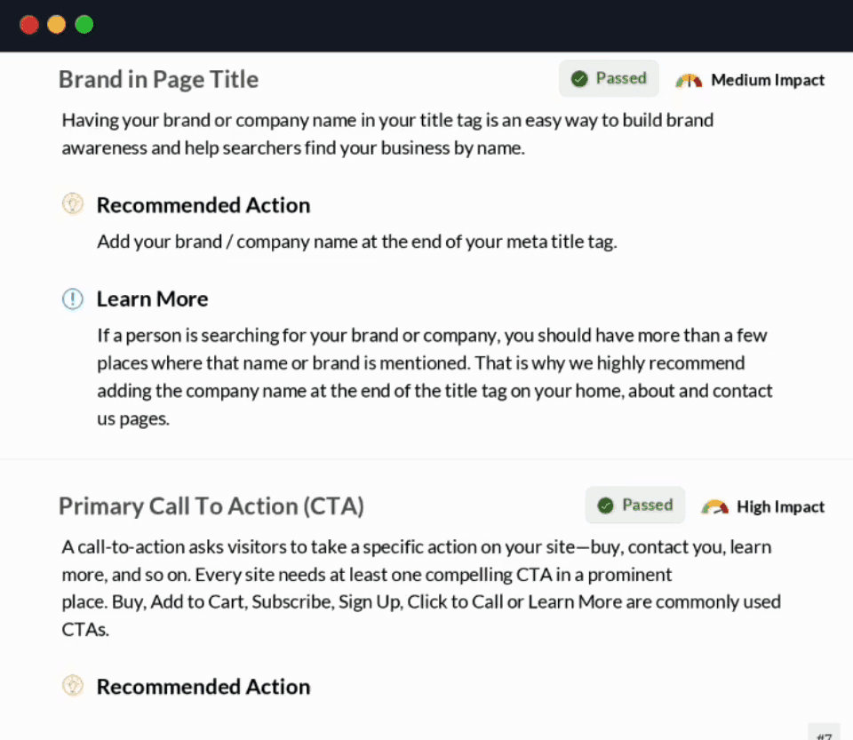 E-commerce website audit tool