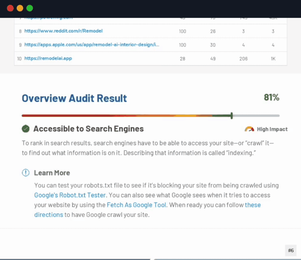 On-page SEO audit tool