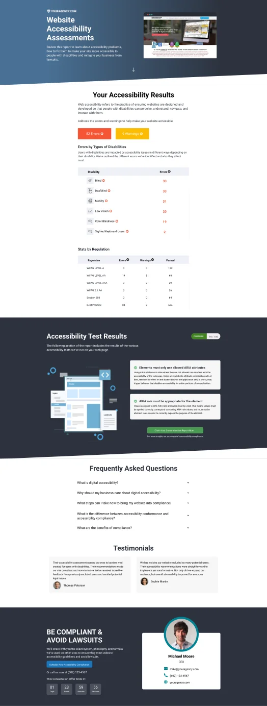 Website accessibility assessment